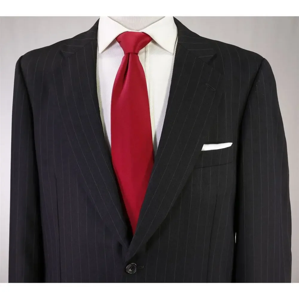 Paul Stuart Charcoal Gray Chalkstripe Pinstripe 2-Btn Wool Suit 42R
